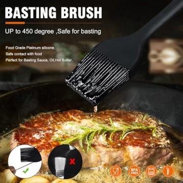Walfos Silicone Basting Brush Set for BBQ, Baking