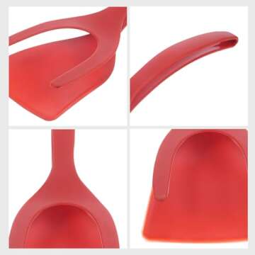 Alipis 2 in 1 Grip and Flip Spatula Tongs Egg Flipper Tong Pancake Fish French Toast Omelet Making for Home Kitchen Cooking Tool Red