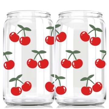 Cute Cherries Can Glass for Everyday Joy