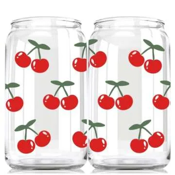 Cute Cherries Can Glass for Everyday Joy