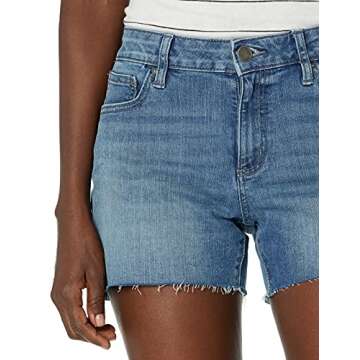 Daily Ritual Women's Denim Slim-Fit Mid-Rise Cutoff Short, Midnight Blue, 30