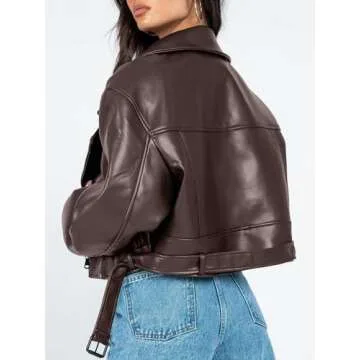 AUTOMET Womens Leather Jackets Oversized Casual Winter Y2k Faux Zip Up Coats Bomber Motor Biker Fall Clothes 2023 Trendy