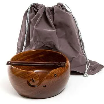 Eunoia Wooden Yarn Bowl Holder - Handmade Storage