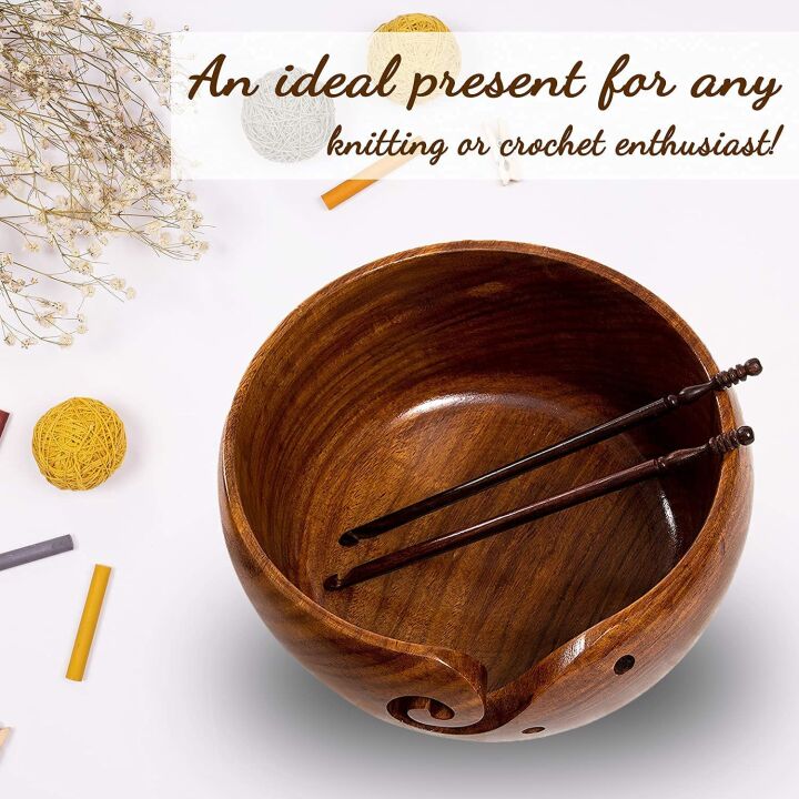 Eunoia Wooden Yarn Bowl Holder - Handmade Storage