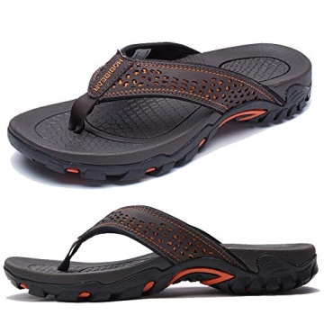 KIIU Men's Flip Flop Indoor and Outdoor Thong Sandals - Comfortable Beach Slippers