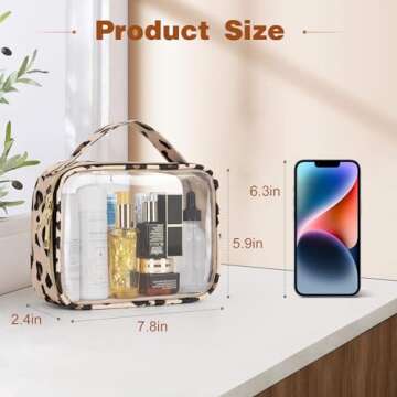 Wedama TSA Approved Toiletry Bag, 2 Pack Clear Makeup Bags with Handles, Quart Size PVC Clear Cosmetic Bags for Women and Men, Carry on Airport Airline Compliant Bag, Leopard Print