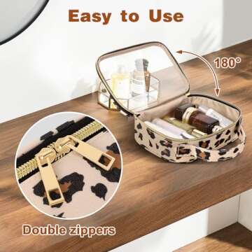 Wedama TSA Approved Toiletry Bag, 2 Pack Clear Makeup Bags with Handles, Quart Size PVC Clear Cosmetic Bags for Women and Men, Carry on Airport Airline Compliant Bag, Leopard Print