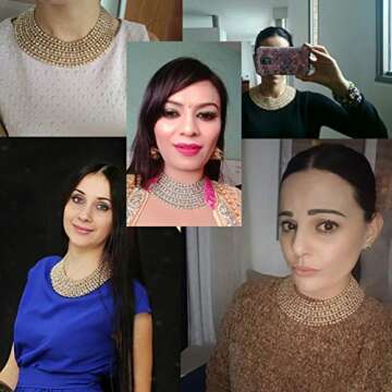 SHAMZBEST Chunky Metal Statement Necklace For Women Neck Bib Collar Choker Necklace Maxi Jewelry (gold)