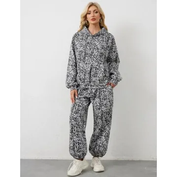 Eutten Leopard Print Sweatsuits Cozy 2 Piece Set for Women