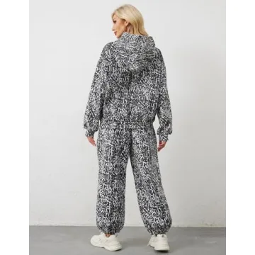 Eutten Leopard Print Sweatsuits Cozy 2 Piece Set for Women