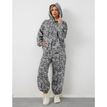 Eutten Leopard Print Sweatsuits Cozy 2 Piece Set for Women