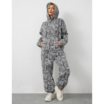 Eutten Leopard Print Sweatsuits Cozy 2 Piece Set for Women