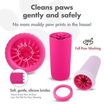 Dexas MudBuster Portable Dog Paw Cleaner, Pink Large Pet Supplies and Accessories