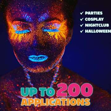 Kraze FX Neon Pop 1-Stroke 12 Split Cake Palette (6 gm) with 2 Brushes - Professional UV Glow Blacklight Reactive Body & Face Painting Kit, Water Activated, Hypoallergenic, Vibrant Face Paint