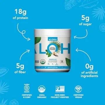 ALOHA Organic Protein Powder - Vegan Vanilla Flavor 19.6 oz
