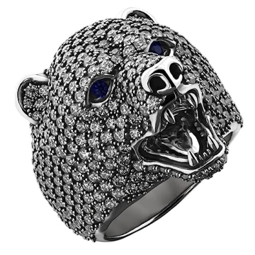 Ssjewel 14k Gold Over Diamond Bear Ring Bear Diamond Ring Men Bear Ring Bear Engagement Ring Animal ...