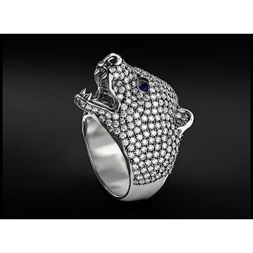 Ssjewel 14k Gold Over Diamond Bear Ring Bear Diamond Ring Men Bear Ring Bear Engagement Ring Animal Bear Ring Bear Head Ring Personalized Handmade Gift For Him Grizzly Nordic Bear Ring