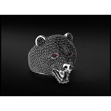 Ssjewel 14k Gold Over Diamond Bear Ring Bear Diamond Ring Men Bear Ring Bear Engagement Ring Animal Bear Ring Bear Head Ring Personalized Handmade Gift For Him Grizzly Nordic Bear Ring