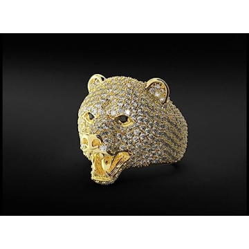 Ssjewel 14k Gold Over Diamond Bear Ring Bear Diamond Ring Men Bear Ring Bear Engagement Ring Animal Bear Ring Bear Head Ring Personalized Handmade Gift For Him Grizzly Nordic Bear Ring