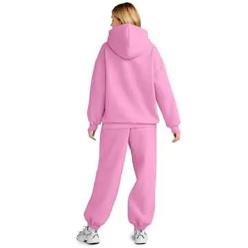 AUTOMET Sweatsuits Women 2 Piece Outfit Lounge Two Piece Sets Fall Fashion 2025 Tracksuits Oversized Sweatshirt and Sweatpants Casual Teen Girls Clothing Pink L