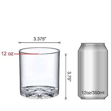 Amazing Abby - Liberty - 12-Ounce Plastic Tumblers (Set of 6), Plastic Drinking Glasses, Reusable Plastic Cups, BPA-Free, Shatter-Proof, Dishwasher-Safe (Made of Plastic, NOT Glass)