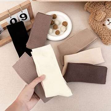Riccess 7 Pairs of Comfortable Fashion Wool Socks for Girls, Athletic Soft Socks for Women, Above An...