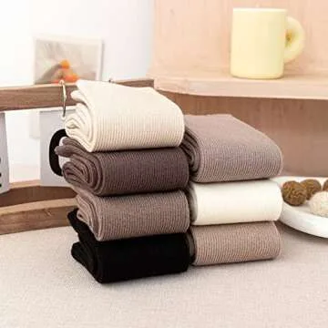 Riccess 7 Pairs of Comfortable Fashion Wool Socks for Girls, Athletic Soft Socks for Women, Above Ankle Crew Stretch Neutral Socks for All Season