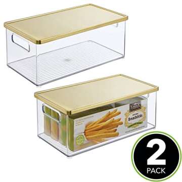 mDesign Plastic Kitchen Storage Bin - Stackable Fridge, Pantry Cabinet, Freezer Organizer - Food Sto...