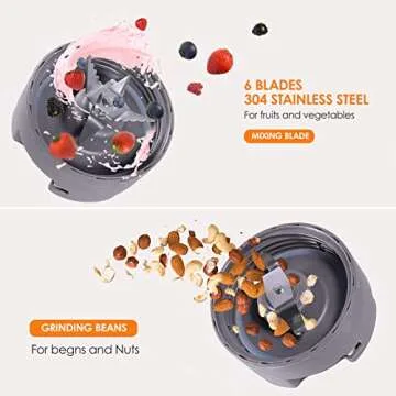 Smoothie Blender with 6 Sharp Blades and Travel Cups