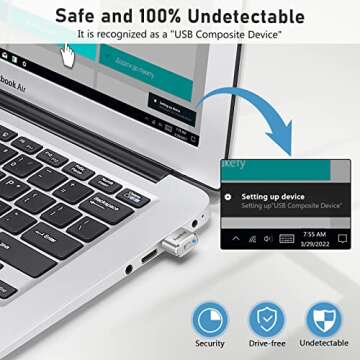 AUEDROT Mouse Jiggler Undetectable Mouse Jiggers USB Mouse Mover with Switch Button, Automatic Mouse Wiggler with 2 Jiggle Modes, Mouse Mover Device, Plug & Play, Keep Computer/Laptop Awake, Silver