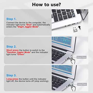 AUEDROT Mouse Jiggler Undetectable Mouse Jiggers USB Mouse Mover with Switch Button, Automatic Mouse Wiggler with 2 Jiggle Modes, Mouse Mover Device, Plug & Play, Keep Computer/Laptop Awake, Silver