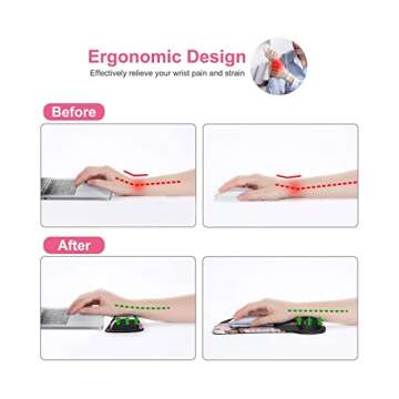 MOSISO Wrist Rest Support for Mouse Pad & Keyboard Set, Peony Ergonomic Mousepad Non-Slip Base Home/Office Pain Relief & Easy Typing Cushion with Neoprene Cloth & Raised Memory Foam, Black