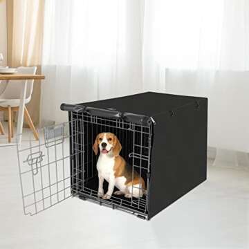 X-ZONE PET Double Door Dog Crate Cover - Polyester Pet Kennel Cover (Fits 24 30 36 42 48 inches Wire...