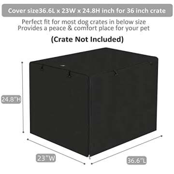 X-ZONE PET Double Door Dog Crate Cover - Polyester Pet Kennel Cover (Fits 24 30 36 42 48 inches Wire Crate) (36 Inch, Black)