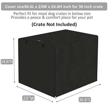 X-ZONE PET Double Door Dog Crate Cover - Polyester Pet Kennel Cover (Fits 24 30 36 42 48 inches Wire Crate) (36 Inch, Black)
