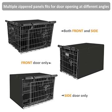 X-ZONE PET Double Door Dog Crate Cover - Polyester Pet Kennel Cover (Fits 24 30 36 42 48 inches Wire Crate) (36 Inch, Black)
