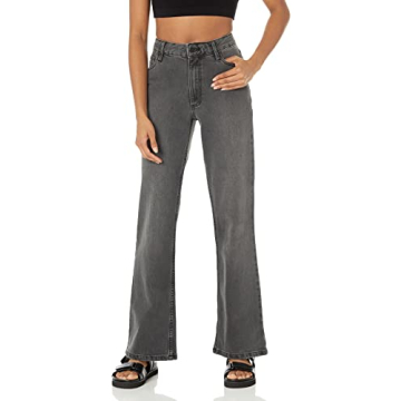 The Drop Women's Faded Carbon Cooper Mid Rise Boot Cut Pants in Faded Carbon