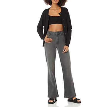 The Drop Women's Faded Carbon Cooper Mid Rise Boot Cut Pants