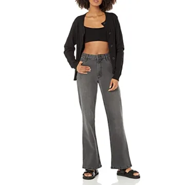 The Drop Women's Faded Carbon Cooper Mid Rise Boot Cut Pants