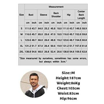 COOFANDY Men's One Piece Tracksuit Hooded Jogging Jumpsuit Long Playsuit with Pockets Blue XL