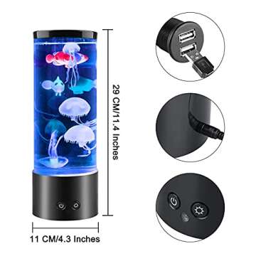 Jellyfish Lava Lamp Light LED Jellyfish Lamp Jellyfish Mood Lamp,16 Colour Changing & 4 Colour Modes,Jellyfish Aquarium Lamp Sensory Treatment Deco Room Night Light Relax Gift Kids Remote Control USB