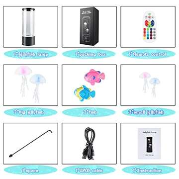 Jellyfish Lava Lamp Light LED Jellyfish Lamp Jellyfish Mood Lamp,16 Colour Changing & 4 Colour Modes,Jellyfish Aquarium Lamp Sensory Treatment Deco Room Night Light Relax Gift Kids Remote Control USB