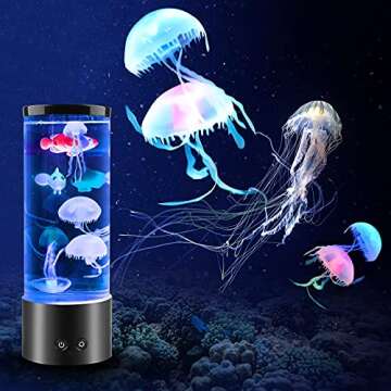 Jellyfish Lava Lamp Light LED Jellyfish Lamp Jellyfish Mood Lamp,16 Colour Changing & 4 Colour Modes,Jellyfish Aquarium Lamp Sensory Treatment Deco Room Night Light Relax Gift Kids Remote Control USB