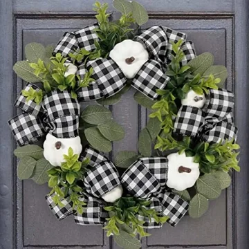 Stylish Fall Wreath for Door - Autumn Pumpkin Decor