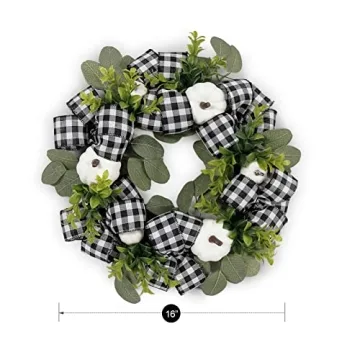 Stylish Fall Wreath for Door - Autumn Pumpkin Decor