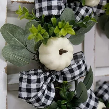 Stylish Fall Wreath for Door - Autumn Pumpkin Decor