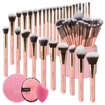 Labeled 30Pcs Luxury Makeup Brushes Set with Large Holder Case