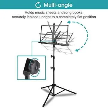 Avenda Music Stand, Portable Folding Music Note Sheet Clip Holder with Carrying Bag