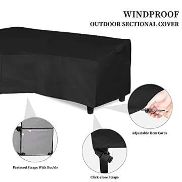 Easy-Going Patio V-Shaped Sectional Sofa Cover, Waterproof Outdoor Sectional Cover,Heavy Duty Garden Furniture Cover with Air Vent 89" L (on Each Side) x 33.5" D x 31" H, Black
