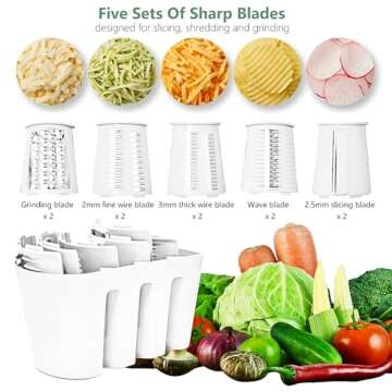 R RUISHENG Rotary Cheese Grater with Handle Speed Hand Crank Cheese Shredder with 5 Interchangeable ...